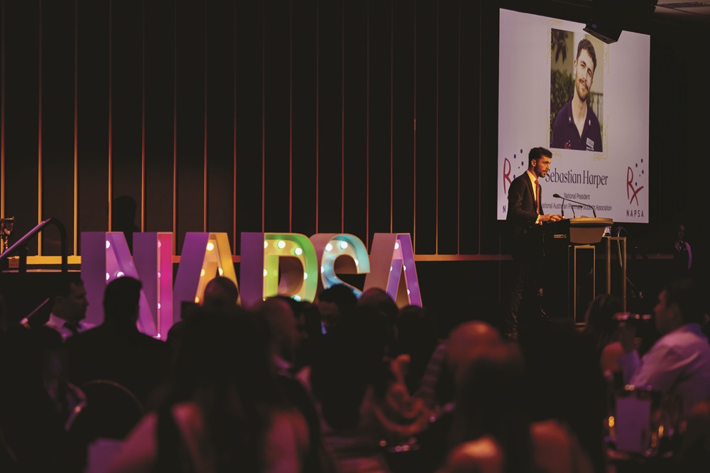 NAPSA National President Sebastian Harper speaking at the NAPSA Congress 2025 gala in Brisbane