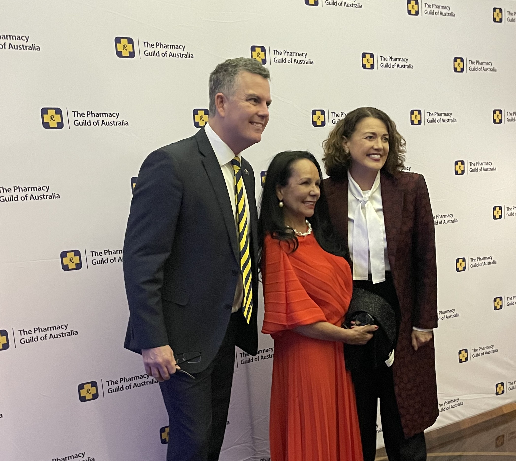 Prof Trent Twomey with the Hon Linda Burney (centre) and Libby Coker, MP, at Parliament House in Canberra at the PGA's Annual Parliamentary Dinner